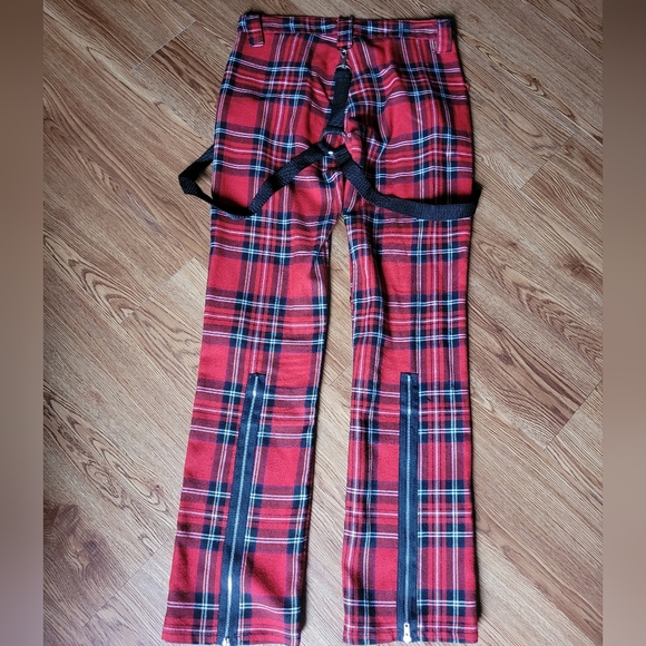 Vintage y2k bondage pants Super Low Fat punk tartan plaid - Picture 2 of 3
